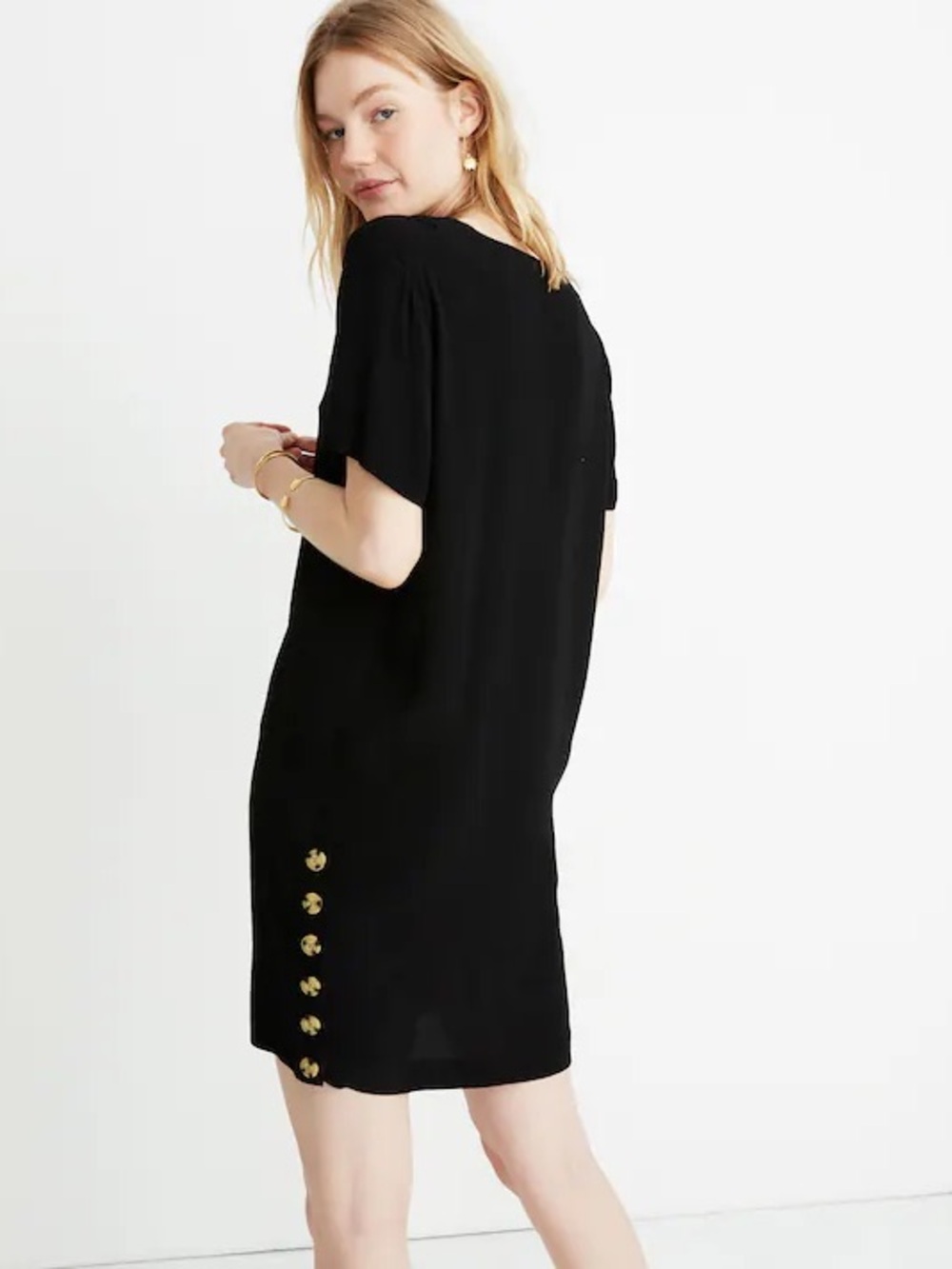 Madewell Black Side-Button Easy Dress